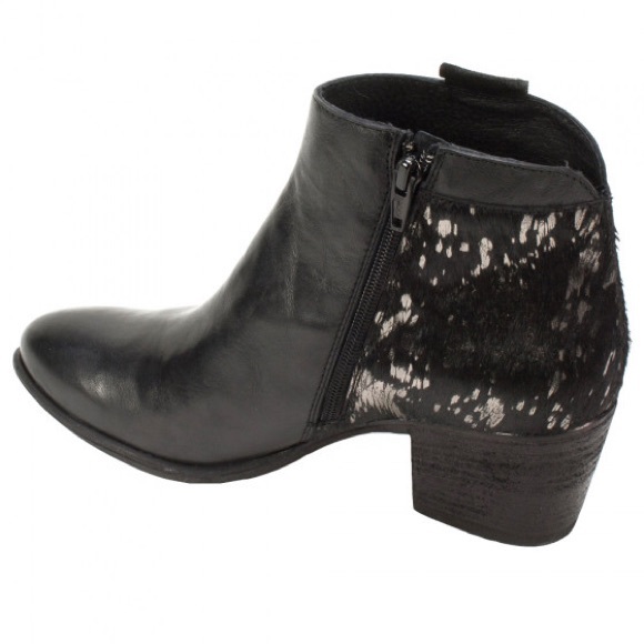 Black Calf Hair Italian Crafted Leather Ankle Boot - Picture 6 of 7